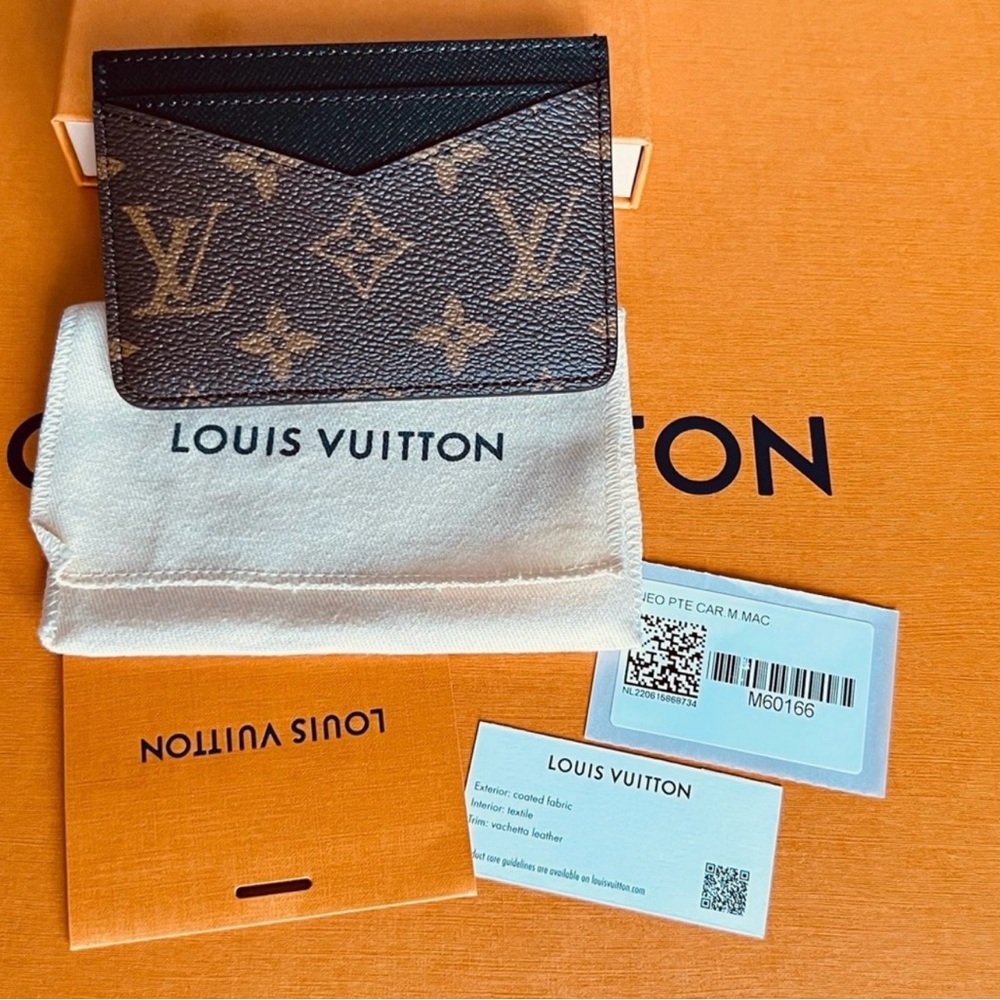 Authentic Louis Vuitton Neo Card Holder in Monogram Macassar Canvas - Picture 2 of 8